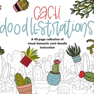 Doodlestrazioni di cactus, Istruzioni di disegno passo dopo passo, Come disegnare i cactus, Imparare a scarabocchiare, Doodle di cactus