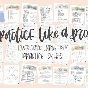 Practice Like a Pro I, Large-Pen Lowercase Practice, Hand Lettering Practice Sheets