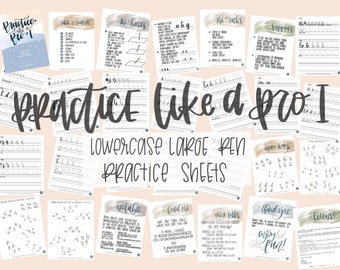 Practice Like a Pro I, Large-Pen Lowercase Practice, Hand Lettering Practice Sheets