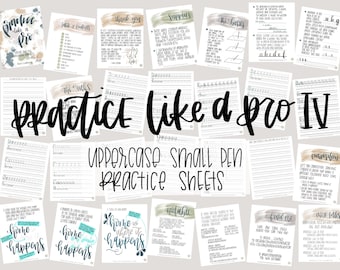 Practice Like a Pro IV, Small-Pen Uppercase Practice, Hand Lettering Practice Sheets, Modern Calligraphy Instruction Book