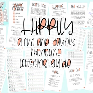 Hippily, Monoline Lettering Guide, Practice Sheets, Practice Worksheets, Monoline Font