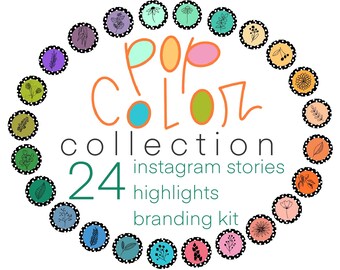Instagram Stories Highlights Button Branding Kit, Color Pop IG Highlights Kit