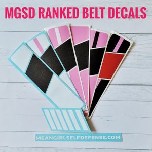 Mean Girl Self Defense Ranked Belt Car Decal with stripes.