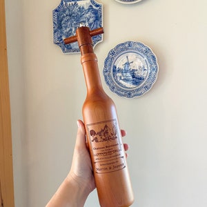 The Original Laser Engraved 14 Wine Bottle Cherry Wood Pepper Mill Personalized image 1