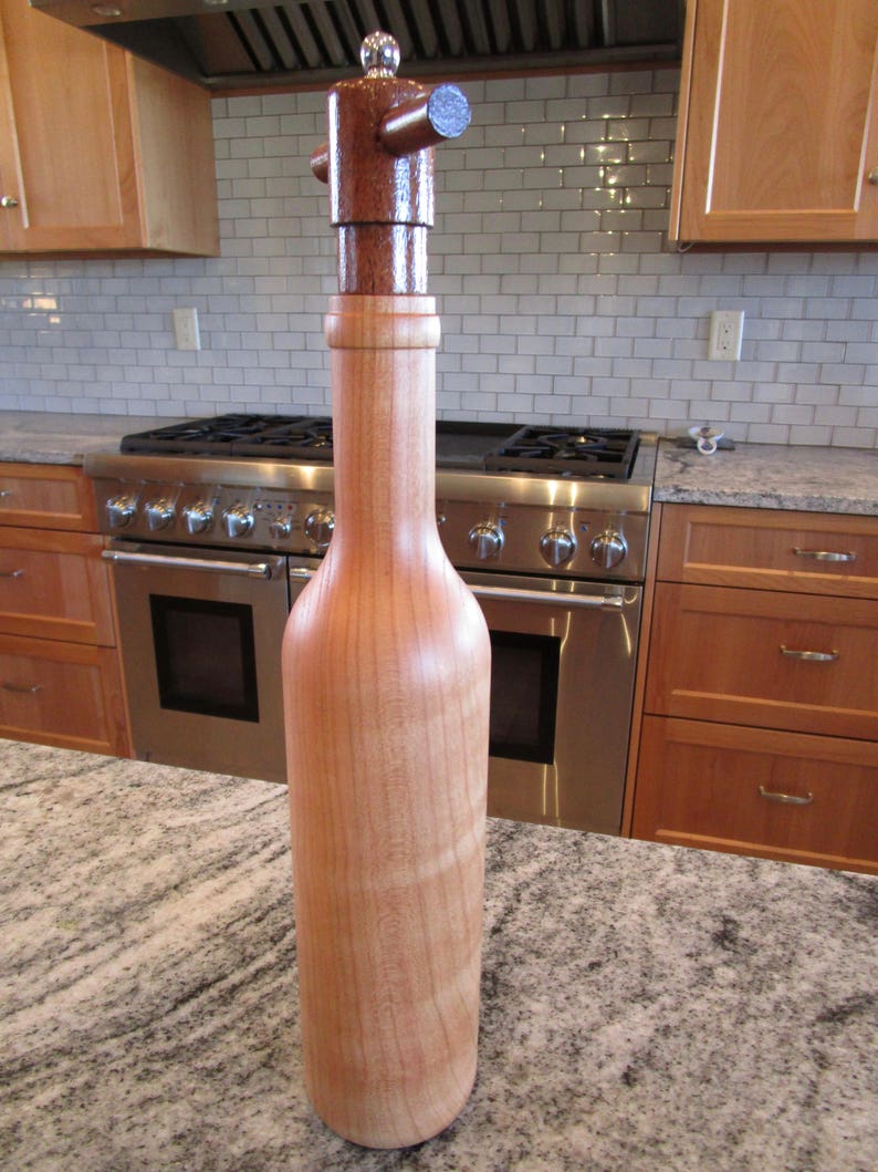 The Original 14 Wine Bottle Pepper Mill in Cherry Wood Etsy Canada