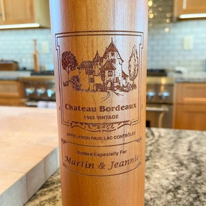 The Original Laser Engraved 14 Wine Bottle Cherry Wood Pepper Mill Personalized image 3