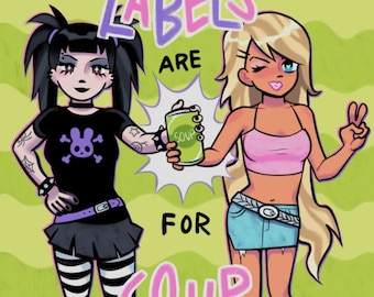 Labels Are for Soup Cans Wall Art Poster Print | y2k goth emo punk mcbling retro funny meme aesthetic early 2000s nostalgia kidcore