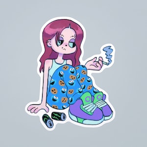 Cookie Pajama Girl Sticker | meme trashy 2010s y2k alt girl grunge