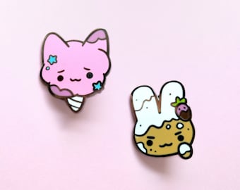 Cotton Candy and Funnel Cake Enamel Pins | pastel pink sweets bakery candy dessert fairy kei decora kidcore carnival clowncore