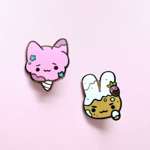 Cotton Candy and Funnel Cake Enamel Pins | pastel pink sweets bakery candy dessert fairy kei decora kidcore carnival clowncore