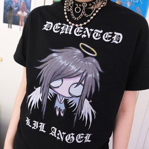 DEMENTED LIL ANGEL T-shirt | black y2k grunge mall goth emo scenecore weirdcore