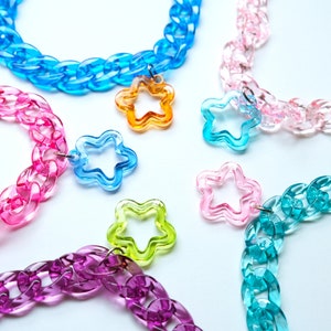 Star Jelly Choker | y2k acrylic necklace retro kidcore accessories cyber fairy kei rave pastel uchuu kei space alien flower neon rainbow