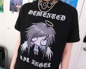 DEMENTED LIL ANGEL T-shirt | black y2k grunge mall goth emo scenecore weirdcore