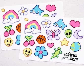 Wobbly Y2K Stickers | kidcore clowncore decora