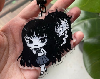 Horror Anime Girl Acrylic Charm Keychain | horror manga demon goth emo scary halloween spooky grunge creepy monster girl yandere