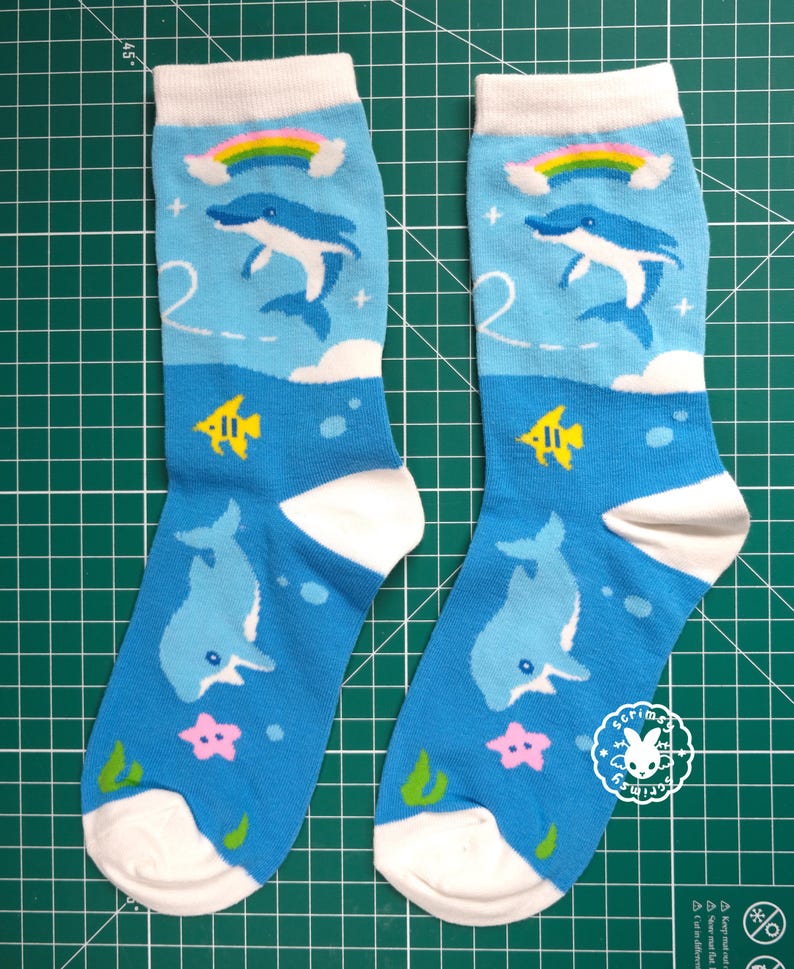 Dolphin Socks Symphony Meme Y2k Early 2000s 90s Rainbow Ocean Tropical