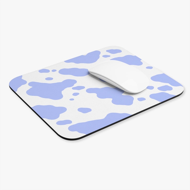 Cow Print Mouse Pad | aesthetic gamer desk setup | y2k cyber pink blue black white e-girl twitch pastel mcbling cowhide strawberry milk cute image 7