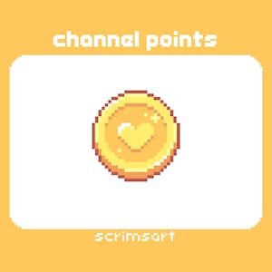 Heart Coin Channel Points Icon | pixel art emote cute gold coin kawaii magical girl vtuber gamer video game cottagecore rpg pirate