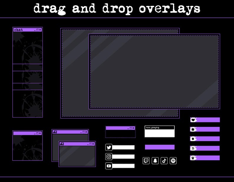 Emo Animated Stream Package PURPLE | Twitch Overlay | Black Custom ...