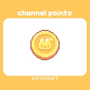 Bunny Coin Channel Points Icon | pixel art emote cute gold coin kawaii rabbit easter vtuber magical gamer cottagecore forest animal pirate