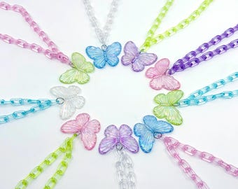 Butterfly Necklace | frutiger aero y2k cyber fairycore kidcore jelly retro future cute pastel insect bug handmade jewelry