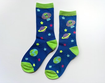 Alien Socks | space ufo y2k early 2000s 90s heisei retro uchuu kei planet star saturn kawaii frutiger aero futurism vaporwave cutecore moon