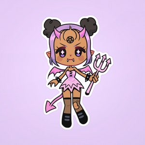 Pastell Teufel Mädchen Sticker | weicher goth emo szenekern pentagramm hexe gruselig niedlich satan satanische dämon