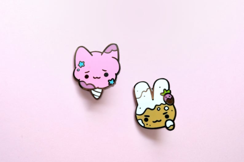 Cotton Candy and Funnel Cake Enamel Pins pastel pink sweets bakery candy dessert fairy kei decora kidcore carnival clowncore image 1