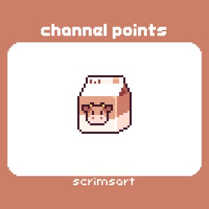 Ikona punktów kanału Chocolate Milk | emotka pixel art brązowa krowa farma pastelowa słodka kawaii pudełko karton sok napój deser pieczenie piekarnia