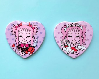 Angel Devil Yandere Buttons | pastel goth pink purple fairy kei decora menhera