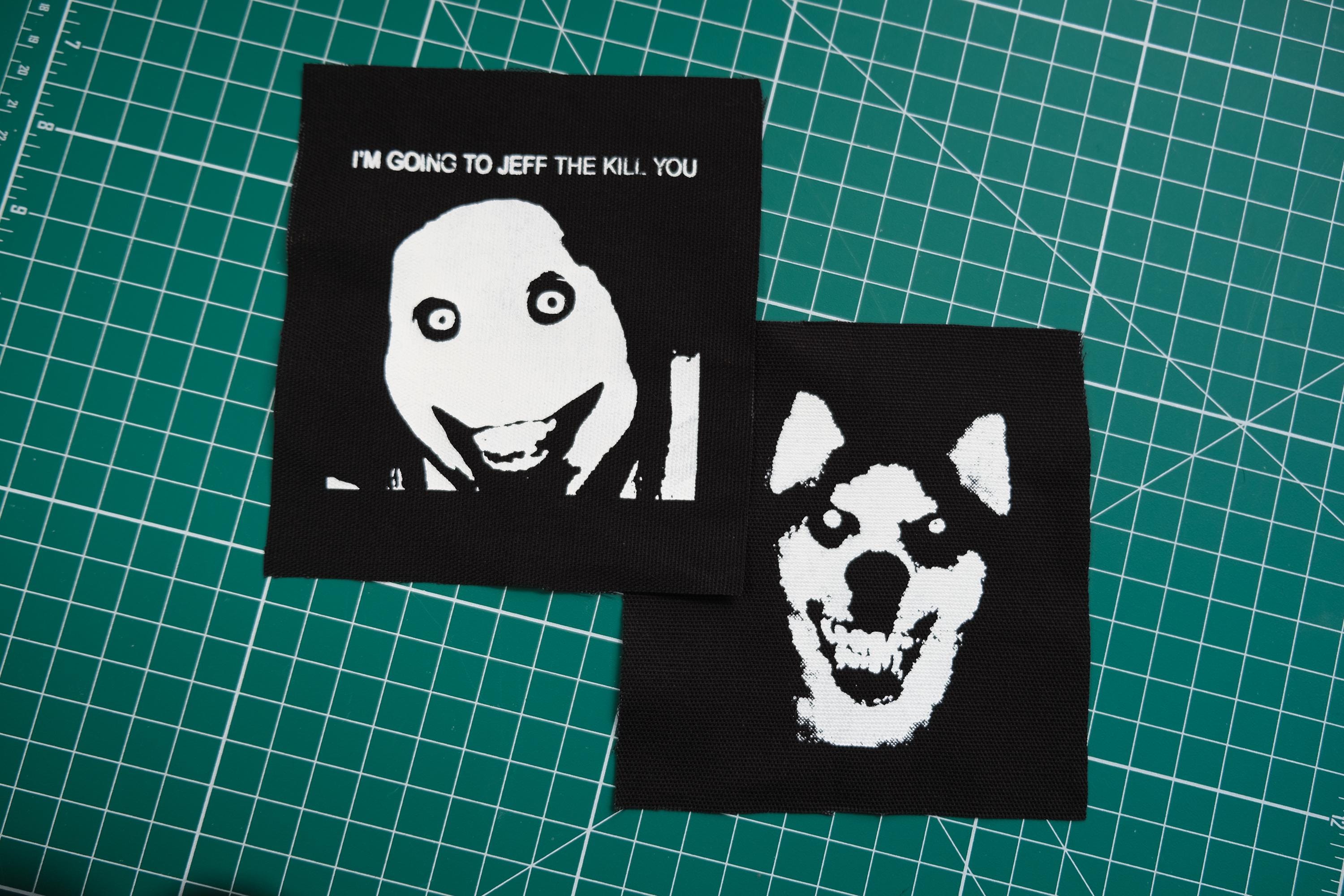 Internet Horror Patches | scary creepy canvas screenprinting halloween jeff smile dog creepypasta funny meme goth punk webcore emo spooky
