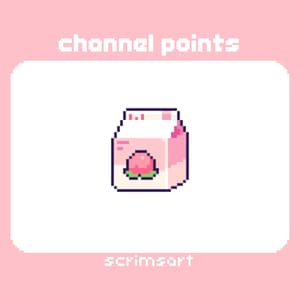 Ícone de pontos de canal de leite de pêssego | pixel art emote rosa pastel fofo kawaii fruta caixa suco bebida sobremesa panificação padaria