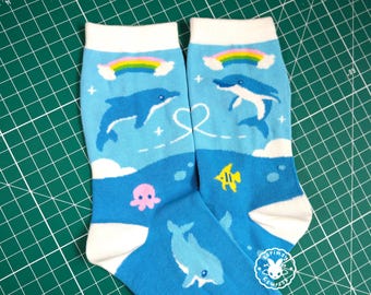 Dolphin Socks | symphony meme y2k early 2000s 90s rainbow ocean tropical frutiger aero aqua futurism coconut girl vaporwave mermaid cutecore