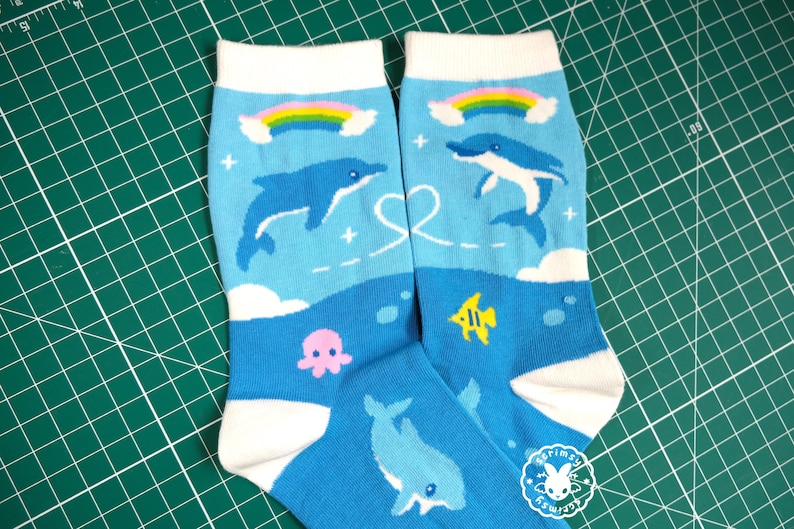 Dolphin Socks Symphony Meme Y2k Early 2000s 90s Rainbow Ocean Tropical