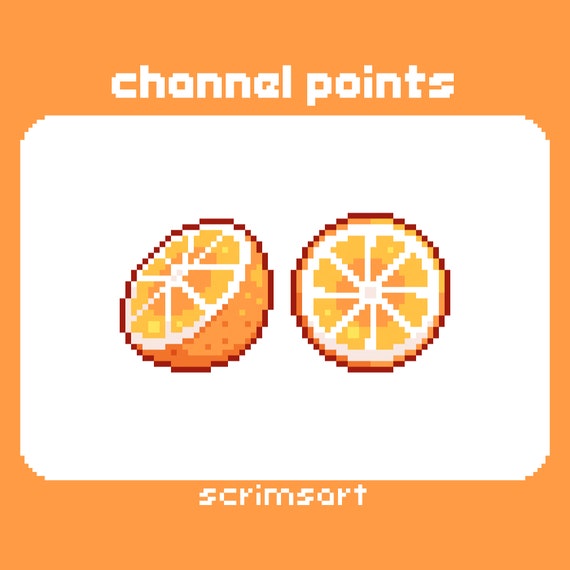 Orange Channel Points Icons & Emotes | Pixel Art Emote Fruit