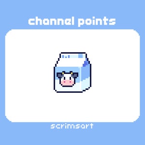 Milk Box Channel Points Icon | pixel art emote cow farm pastel cute kawaii box carton juice drink dessert baking bakery