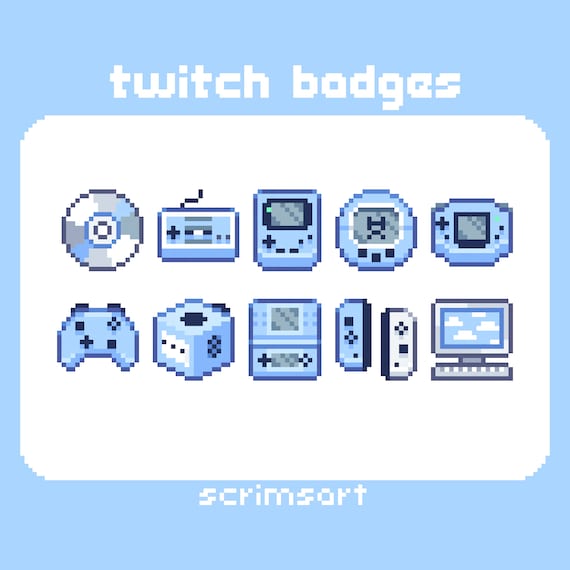Blue Gaming Twitch Sub Badges, Bit Badges | pixel art icon video game controller cute kawaii pastel baby blue 90s y2k retro gamer egirl