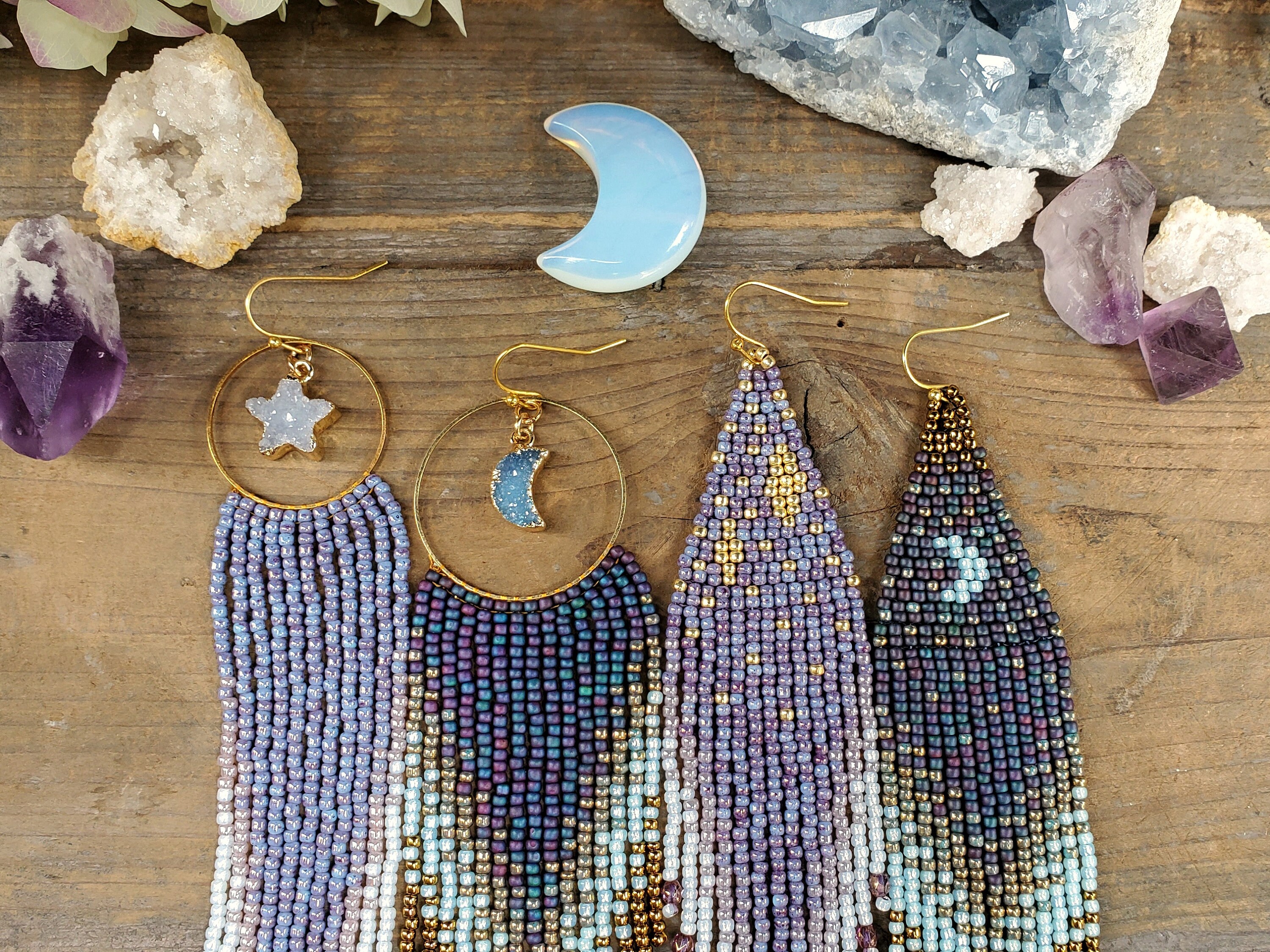 Beaded Fringe Hoop Earrings – MorninGloria's