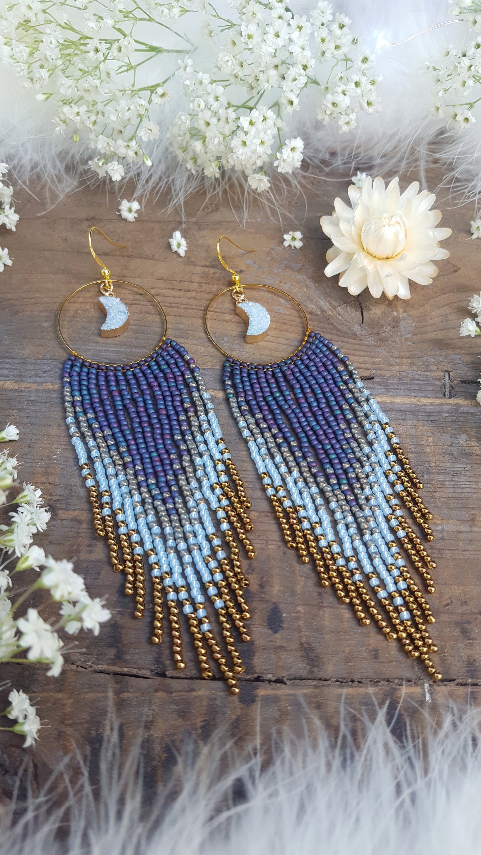 Beaded fringe earrings discount