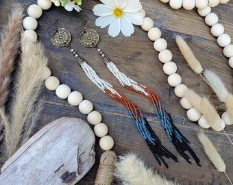 Long Beaded Tassel Earrings; 'Boho Babe'