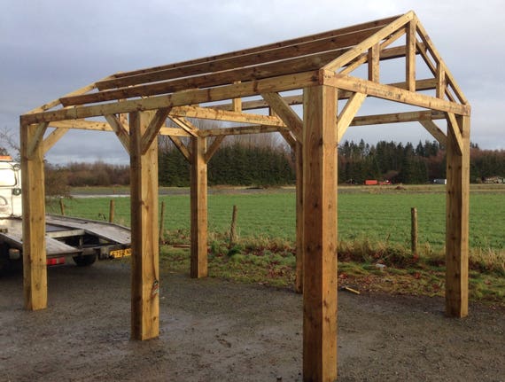 16 Ft Wooden Car Port Hot Tub Shelter Etsy
