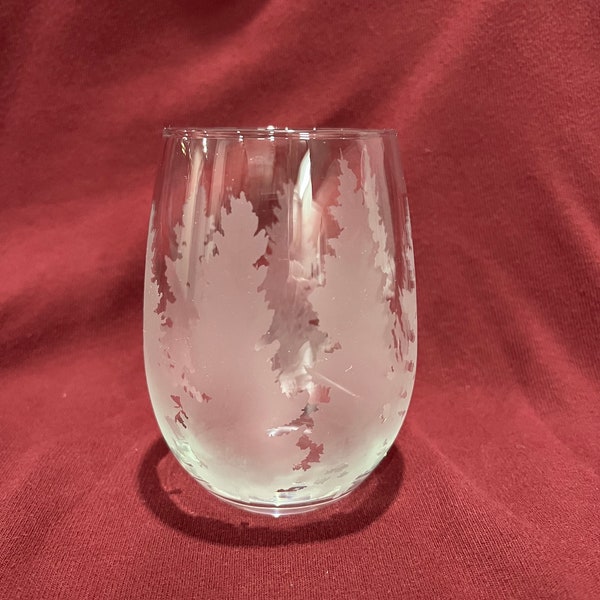 Frosted Trees Stemless Wine Glass