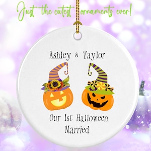 Our first Halloween Married, Engaged, together, Halloween ornament, Newlyweds, Christmas ornament, Custom ornament, newly married