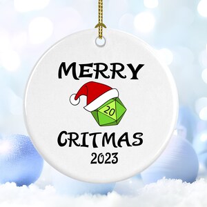 Merry Critmas, Gamer Christmas Ornament, D20,  dice, critical role, D20 ornament, Gift for him or her, Polyhedral