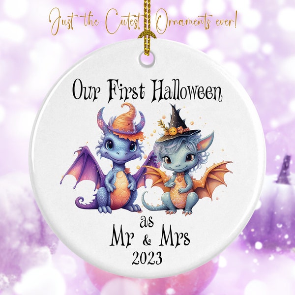 Our first Halloween as Mr and Mrs, Halloween ornament, Married, Engaged, Newlyweds, Christmas ornament, Custom ornament, newly married