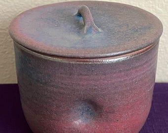 Bill Boyd Galiano Island BC Steengoed Kunstpot met deksel, paars/blauw