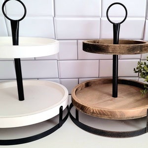 Tiered Tray/Two Tiered Tray/Kitchen Decor/Tiered Tray, Wood/farm house tiered tray/Wood Cupcake Stand/ 2 Tiered Tray Stand