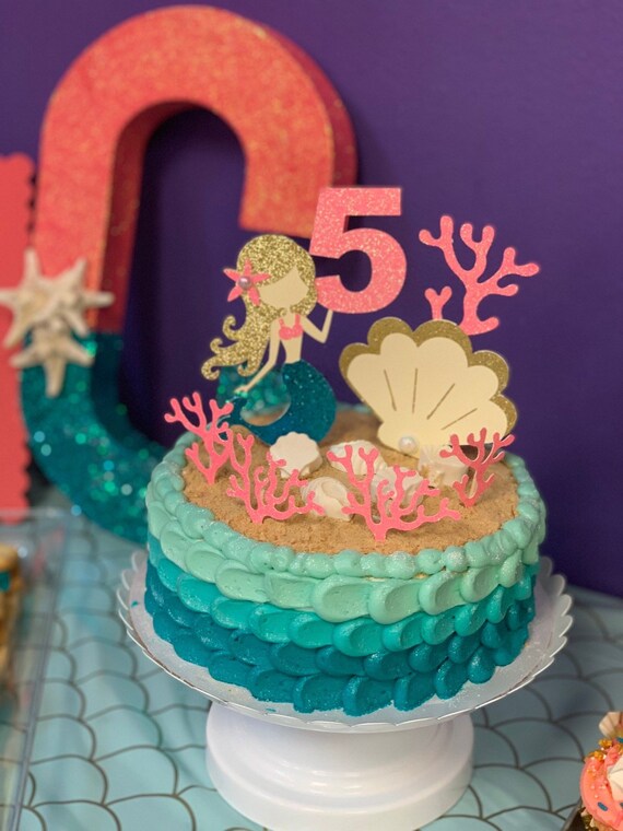 Topper De Gateau De Sirene Avec Lherbe De Mer Topper Gateau Etsy