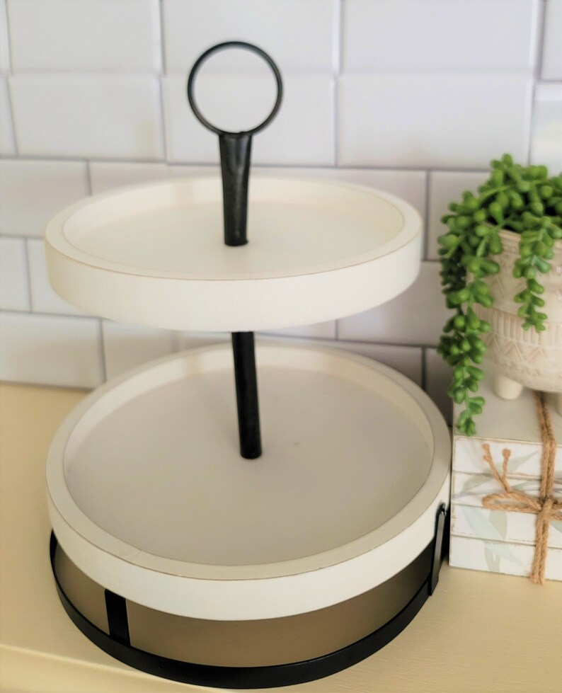 Two Tiered Tray rustic Wood Tiered Tray kitchen Decor Stand Etsy