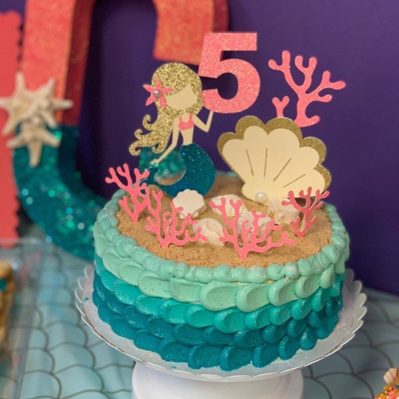 Mermaid Cake Topper With Sea Grass Ariel Cake Topper The Etsy